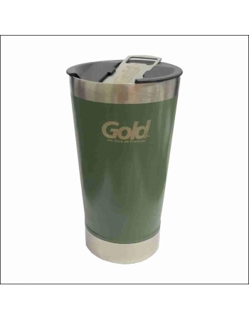 COPO TERMICO COM TAMPA E ABRIDOR 473ML VERDE GOLD