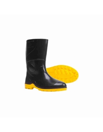 BOTA PVC PRETA COM SOLA AMARELA CANO CURTO N 45