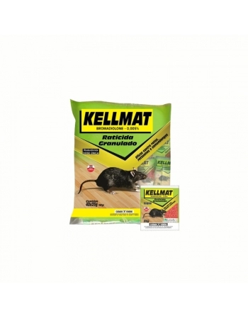 RATICIDA GRANULADO KELLMAT EMBALAGEM COM 40 PCTE DE 25G (1KG)