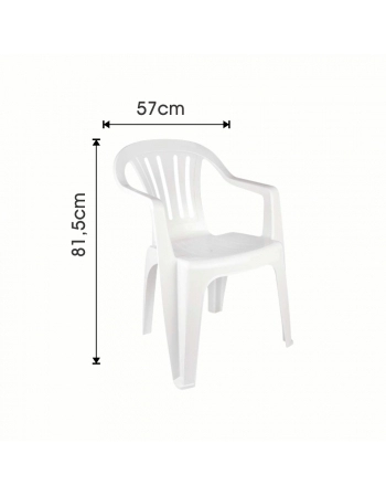 CADEIRA POLTRONA PLASTICA ADULTO COM BRACO BRANCO MOR