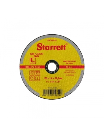 DISCO CORTE ACO INOX CORTE FINO 7X1,6MM STARRETT