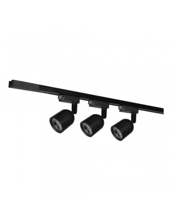 TRILHO LED 3 SPOTS DE 7W 3.000K COMPLETO 1,0M PRETO