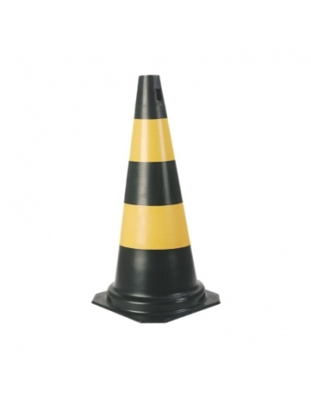 CONE PLASTICO PRETO E AMARELO 50CM