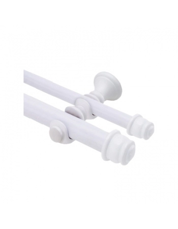 KIT VARAO PARA CORTINA DUPLO BRANCO 3,0M