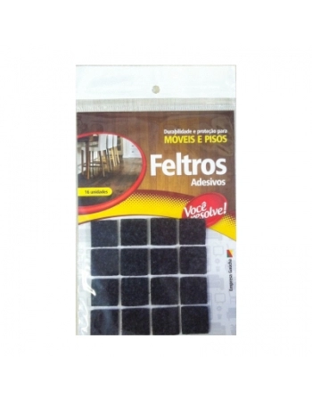 FELTRO ANTI RISCO QUADRADO PRETO 30MM COM 16 UN 1822