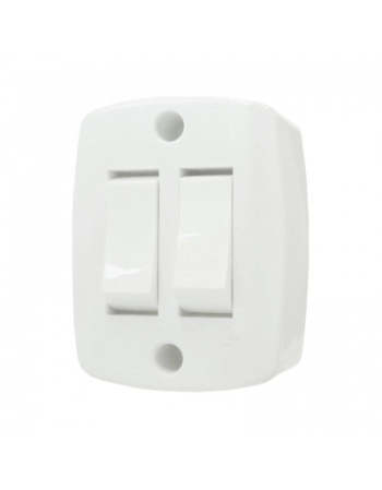 INTERRUPTOR SOBREPOR ROBUSTO 2 TECLA SIMPLES BRANCO ILUMI 16562