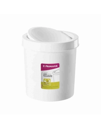 LIXEIRA COM TAMPA BASCULANTE BRANCA 4,3L PRIMAFER 1017-2