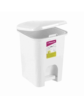 LIXEIRA PLASTICA RETANGULAR COM PEDAL BRANCA 6,0L PRIMAFER 1016-2