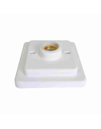 PLAFON PLASTICO QUADRADO LUXO COM SOQUETE PORCELANA BRANCO 30127