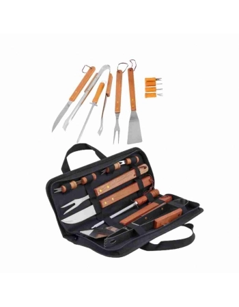 KIT CHURRASCO 10 PECAS COM BOLSA NYLON GOLD